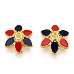 6-Petal Alloy Enamel Bead Caps&nbsp;ENAM-TAC0023-09