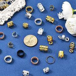 130Pcs 26 Styles Alloy/Aluminum/Iron Hair Coil Cuffs&nbsp;OHAR-CJ0001-04