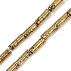 電気メッキされた天然溶岩岩ビーズ連売り  コラム  ライトゴールドメッキ  9x3mm  穴：1mm  約43個/連  15.75''（40センチメートル）&nbsp;G-K388-03A-02