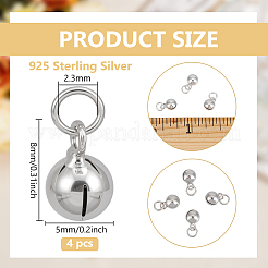 4Pcs 925 Sterling Silver Plain Bell Charms&nbsp;FIND-BC0014-30A