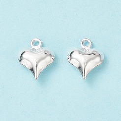 304ステンレススチールチャーム  ハート  銀  8.5x6x3mm  穴：1mm&nbsp;STAS-I138-11A-S
