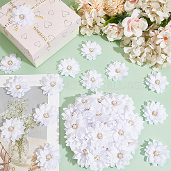 綿の花飾りアクセサリー  ラインストーンや模造パールと  ホワイト  58x9.5mm&nbsp;DIY-WH0816-194B