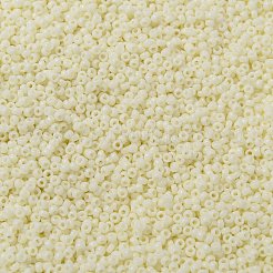 MIYUKIラウンドロカイユビーズ  日本製シードビーズ  15/0  （rr491)アイボリーパールセイロン光沢  1.5mm  穴：0.7mm  約5555個/10g&nbsp;X-SEED-G009-RR0491