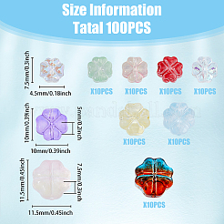 100Pcs 10 Style Transparent Czech Glass Beads&nbsp;GLAA-FH0001-72