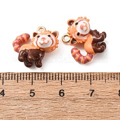合金エナメルチャーム  動物のチャーム  ゴールドカラー  アライグマのチャーム  15.5x16.5x9mm  穴：1.4mm&nbsp;ENAM-F162-02C
