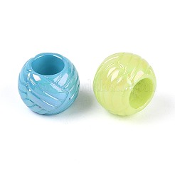 パール加工UVメッキ不透明アクリルヨーロピアンビーズ  大穴ビーズ  ロンデル  ミックスカラー  13.5x10.5mm  穴：7mm&nbsp;SACR-T017-60M