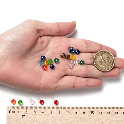 10色の電気メッキガラスビーズ  ABカラーメッキ  多面カット  ロンデル  ミックスカラー  6x5mm  穴：1mm  10色  50個/カラー  500個/箱&nbsp;EGLA-JP0002-01B-6mm