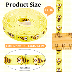 Polyester Bees Printed Grosgrain Ribbons&nbsp;SRIB-WH20020-018E