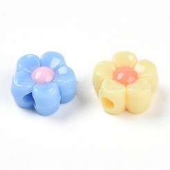 不透明なアクリルビーズ  花  ミックスカラー  12x12.5x6mm  穴：2.8mm&nbsp;X-SACR-N018-13