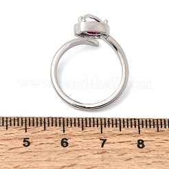 Brass Micro Pave Cubic Zirconia Cuff Open Rings for Women&nbsp;RJEW-L343-01P-04