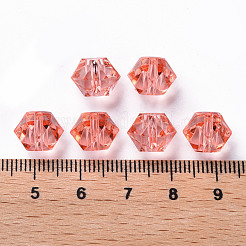 透明なアクリルビーズ  多面カット  ポリゴン  鮭色  8x10x9mm  穴：1.6mm  約1300個/500g&nbsp;TACR-S154-15B-52