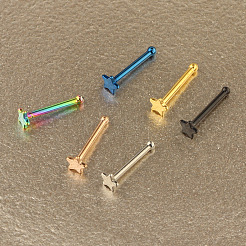 304ステンレススチール製スターノーズボーンリング  ブラック  7mm  ピン：0.8mm  ヘッド：3mm&nbsp;WGFF656-04