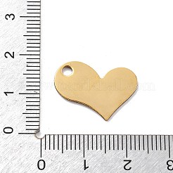 304ステンレスペンダント  言葉のチャーム入りハート  PVD真空メッキ  18KGP本金メッキ  14x20x1mm  穴：2.5mm&nbsp;STAS-R155-008G