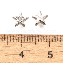 スターリングシルバーマイクロパヴェクリアキュービックジルコニアビーズ925個  スター  プラチナメッキ  5.8x6x2.2mm  穴：0.8mm&nbsp;STER-B006-12P