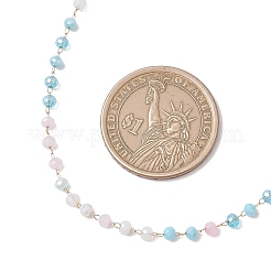 Handmade Faceted Rondelle Glass Beaded Necklaces with 304 Stainless Steel Chian for Women&nbsp;NJEW-JN05910