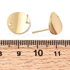 真鍮製スタッドピアスパーツ  フラットラウンド  ニッケルフリー  18KGP本金メッキ  12mm  穴：1.5mm  ピン：1mm&nbsp;KK-P340-18G
