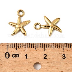 304ステンレスペンダント  イオンプレーティング（ip）  18KGP本金メッキ  ヒトデ  15x12x3mm  穴：1.8mm&nbsp;STAS-F321-07G-01