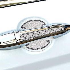 車のドアハンドルブリンブリンラインストーンステッカー  ドアハンドルスクラッチカバーガード保護フィルムパッド  安全反射ストリップ付き  カラフル  8x10cm  4個/セット  ハンドル：15x2cm  4個/セット&nbsp;AJEW-WH0181-43