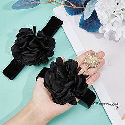 Gothic Cloth Flower Cord Bracelet & Choker Necklace&nbsp;NJEW-CP0001-04A