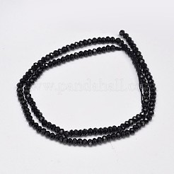 多面カットロンデル天然ブラックスピネルビーズ連売り  3x2mm  穴：1mm  約180個/連  15.5&nbsp;G-F289-42A