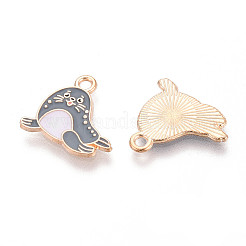 海洋動物の合金エナメルペンダント  ライトゴールド  アシカ  15.1x16.9x1mm  穴：1.8mm&nbsp;X-ENAM-T022-34J