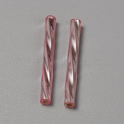 Silver Lined Glass Twist Bugle Beads&nbsp;GLAA-WH0039-11D