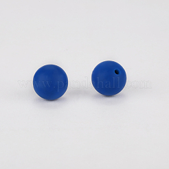 丸いシリコン焦点ビーズ  マリンブルー  15mm  穴：2mm&nbsp;X-SI-JX0046A-50