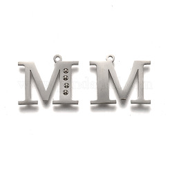 Tarnish Resistant 304 Stainless Steel Letter Pendant Rhinestone Settings&nbsp;STAS-Y006-61P-M