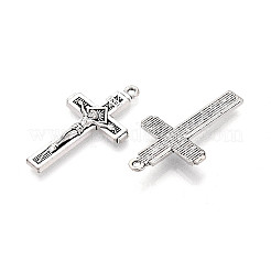 合金のチベット風チャーム  十字架クロスチャーム  アンティークシルバー  33.5x19x3.5mm  穴：1.2~1.4mm&nbsp;TIBEP-T054-11AS