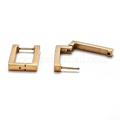 304ステンレススチール長方形ハギーフープピアス  ゴールドカラー  20x13x3mm  ピン：1mm&nbsp;STAS-J033-10B-G