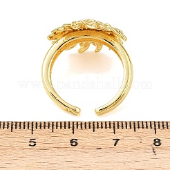 Brass Flower Cuff Rings for Women&nbsp;RJEW-A088-03G