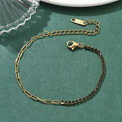 304 Stainless Steel Paperclip Chain & Rhinestone Cup Chains  Bracelets for Women&nbsp;BJEW-D456-06G-02