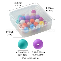 40 個 8 色食品グレードの環境に優しいシリコーン焦点ビーズ  ラウンド  ミックスカラー  8~10mm  穴：  5個/カラー&nbsp;SIL-FS0001-20