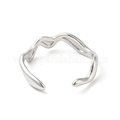 Non-Tarnish 304 Stainless Steel Wave Open Cuff Ring for Men Women&nbsp;RJEW-I085-24P