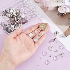 50Pcs 304 Stainless Steel Flat Round Stud Earring Settings&nbsp;STAS-BBC0010-39A