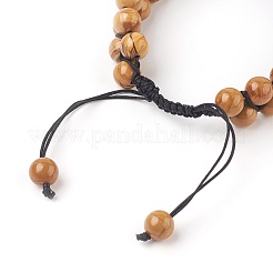 Chakra Natural Petrified Wood Braided Bead Bracelets&nbsp;BJEW-O164-A04