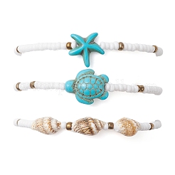 3Pcs Synthetic Turquoise Beads Stretch Bracelets for Women&nbsp;BJEW-JB13493