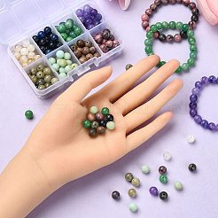 160個8スタイルアクリルビーズ  天然石風  ラウンド  ミックスカラー  8mm  穴：1.8mm  20個/スタイル&nbsp;OACR-YW0001-83