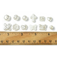 ABS プラスチック模造パールビーズ  混合図形  ホワイト  16x12x4.5mm  穴：2.5mm  14pc&nbsp;SACR-FS0001-82