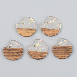Transparent Resin & Walnut Wood Pendants&nbsp;RESI-S389-038A-E01