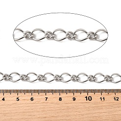 304ステンレス鋼ツイストリンクチェーン  溶接されていない  スプールで  ステンレス鋼色  10.5x7.5x1.2mm&nbsp;CHS-C018-06P