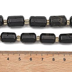 天然石ブラックトルマリンビーズ連売り  多面カット  コラム  シードビーズで  13.5~15.5x9.5~10.5x9.5~10.5mm  穴：1mm  約22~24個/連  15.35''（39cm）〜16.34''（41.5cm）&nbsp;G-D103-A05