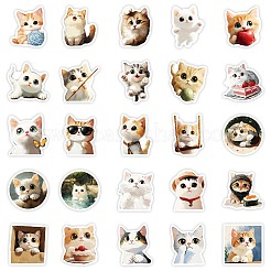 50 Pieces Oil Painting Series Cat Shape Paper Stickers&nbsp;STIC-R001-28