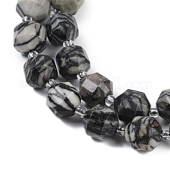 Natural Black Netstone Beads Strands&nbsp;G-O201B-143G