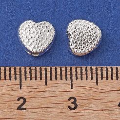 合金のスペーサービーズ  長持ちメッキ  ハート  銀  7x7.5x3mm  穴：1.2mm&nbsp;FIND-B029-43S
