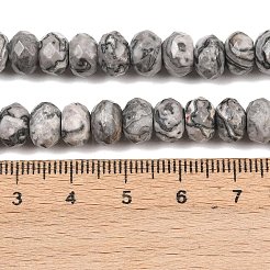 天然な地図の石のビードの繊維  ロンデル  多面カット  8~8.5x5~6mm  穴：1mm  約68~76個/連  14.96~15.35''（38~39センチメートル）&nbsp;G-C259-A35-5x8mm