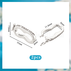 2Pcs 925 Sterling Silver Micro Pave Clear Cubic Zirconia Twister Clasps&nbsp;STER-PH0003-09P