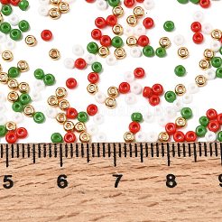 4色11/0クリスマスミユキラウンドロカイユシードビーズ  rr1402 と rr407 と rr411 と rr1054  ミックスカラー  2x1.3mm  穴：0.8mm  約5500個/50g&nbsp;SEED-X0058-19