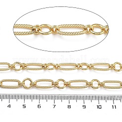 ラックメッキ真鍮製楕円形リンクチェーン  溶接されていない  スプールで  長持ちメッキ  カドミウムフリー＆鉛フリー  18KGP本金メッキ  15x6x1.5mm&nbsp;CHC-G023-07G