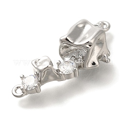 Brass Pave Clear Cubic Zirconia Connector Charms&nbsp;KK-K388-69P